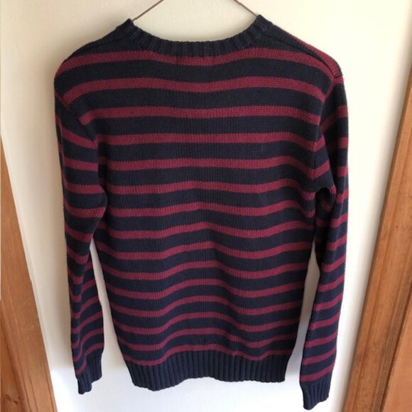 RALPH LAUREN POLO Cotton Crewneck Blue Red Stripe Sweater Boy Large - Picture 7 of 15